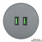 Розетка 2xUSB на треке Arte Milano Am-track-sockets 380011TS/USBx2 Grey цвет Серый-2