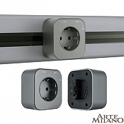 Розетка с заземлением на треке Arte Milano Am-track-sockets 380022TS/ES Grey цвет Серый-5