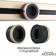 Розетка с заземлением на треке Arte Milano Am-track-sockets 380066TS LED/ES Gold цвет Золото-4