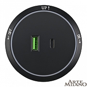Розетка USB и type C на треке Arte Milano Am-track-sockets 380066TS LED/USB-Type-C Black цвет Черный-2