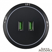Розетка 2xUSB на треке Arte Milano Am-track-sockets 380066TS LED/USBx2 Black цвет Черный-2