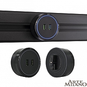 Розетка 2xUSB на треке Arte Milano Am-track-sockets 380066TS LED/USBx2 Black цвет Черный-3