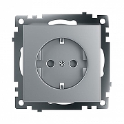 Розетка с заземлением и со шторками, без рамки Stekker Катрин 39582 цвет Серебро-1