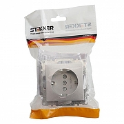 Розетка с заземлением и со шторками, без рамки Stekker Катрин 39582 цвет Серебро-2