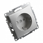 Розетка с заземлением и со шторками, без рамки Stekker Катрин 39582 цвет Серебро-5