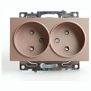 Розетка двойная без заземления и со шторками, без рамки Stekker Катрин 39597 цвет Бежевый