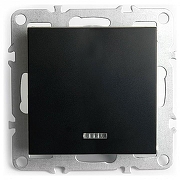 Выключатель одноклавишный с подсветкой без рамки Stekker Эрна 49146 цвет Черный