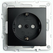 Розетка с заземлением и со шторками, без рамки Stekker Эрна 49154 цвет Черный
