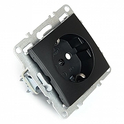 Розетка с заземлением и со шторками, без рамки Stekker Эрна 49154 цвет Черный-5