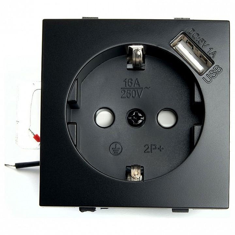 Розетка с заземлением и со шторками и 2хUSB, без рамки Stekker Эрна 49155 
