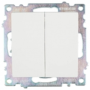 Выключатель проходной двухклавишный без рамки Stekker Катрин 49166 цвет Белый