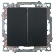 Выключатель двухклавишный без рамки Stekker Катрин 49167 цвет Черный
