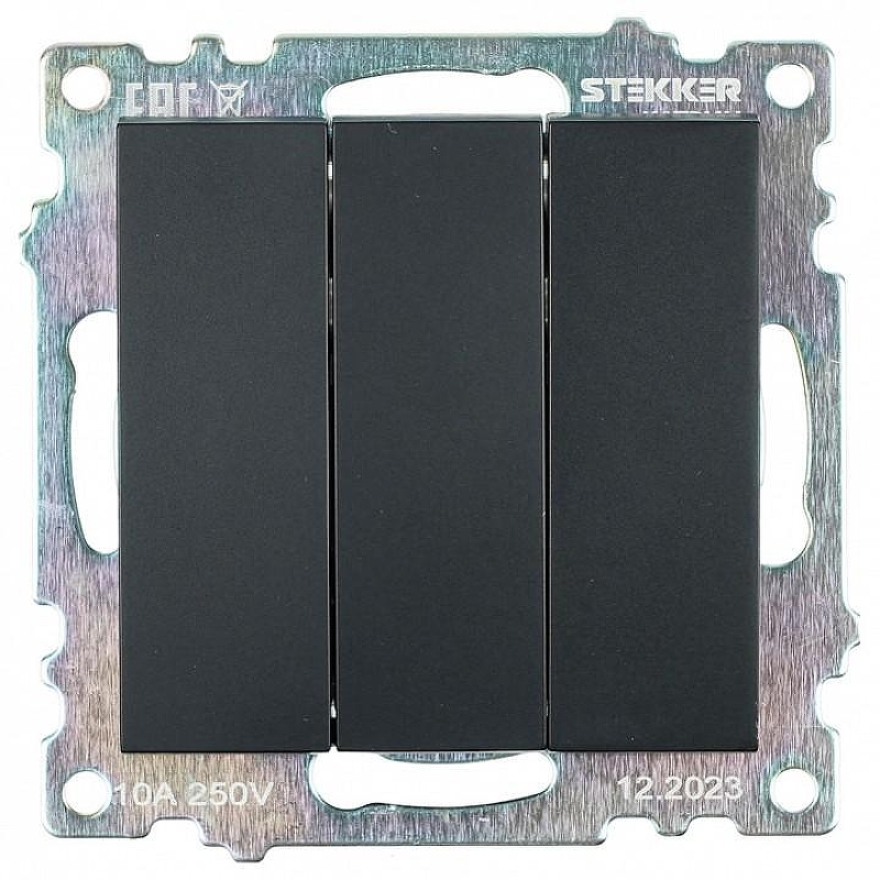 Выключатель трехклавишный без рамки Stekker Катрин 49172 