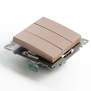 Выключатель трехклавишный без рамки Stekker Катрин 49174 цвет Бежевый-5