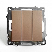 Выключатель трехклавишный без рамки Stekker Катрин 49174 цвет Бежевый-7