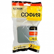 Выключатель двухклавишный с подсветкой Stekker София 49295 цвет Серебро-2