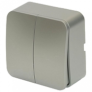 Выключатель двухклавишный Stekker София 49297 цвет Серебро