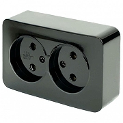 Розетка двойная без заземления Stekker София 49315 цвет Черный