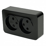 Розетка двойная без заземления Stekker София 49315 цвет Черный-5