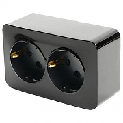 Розетка двойная с заземлением Stekker София 49316 цвет Черный