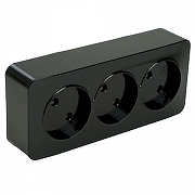 Розетка тройная без заземления Stekker София 49317 цвет Черный-5