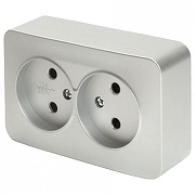 Розетка двойная без заземления Stekker София 49327 цвет Серебро