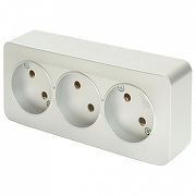 Розетка тройная без заземления Stekker София 49329 цвет Серебро