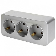 Розетка тройная с заземлением Stekker София 49330 цвет Серебро