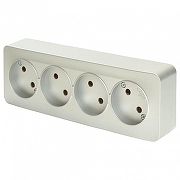 Розетка четверная без заземления Stekker София 49331 цвет Серебро