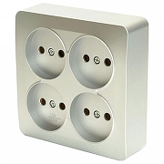 Розетка четверная без заземления Stekker София 49333 цвет Серебро