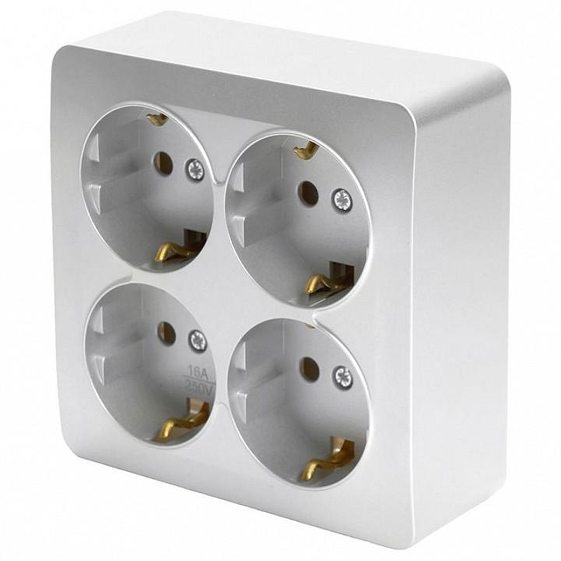 Розетка четверная с заземлением Stekker София 49334 