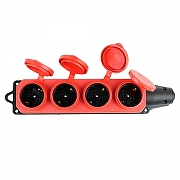 Розетка переносная разборная с заземлением и крышкой Stekker Одри 49400 цвет Красный-3