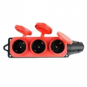 Розетка переносная разборная с заземлением и крышкой Stekker Одри 49401 цвет Красный-3