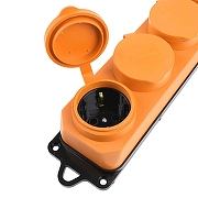 Розетка переносная разборная с заземлением и крышкой Stekker Одри 49404 цвет Оранжевый-7