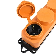 Розетка переносная разборная с заземлением и крышкой Stekker Одри 49405 цвет Оранжевый-7