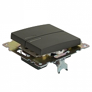 Выключатель двухклавишный с подсветкой без рамки Stekker Катрин 49409 цвет Графит-5