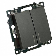 Выключатель двухклавишный с подсветкой без рамки Stekker Катрин 49409 цвет Графит-6