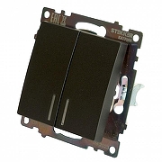 Выключатель двухклавишный с подсветкой без рамки Stekker Катрин 49409 цвет Графит-7