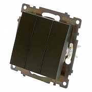 Выключатель трехклавишный без рамки Stekker Катрин 49415 цвет Графит-5