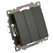 Выключатель трехклавишный без рамки Stekker Катрин 49415 цвет Графит-6