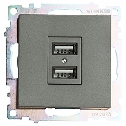 Розетка USB, без рамки Stekker Катрин 49422 цвет Графит