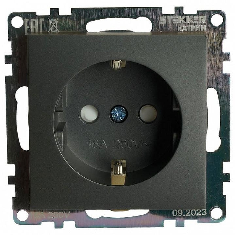 Розетка с заземлением и со шторками, без рамки Stekker Катрин 49423 