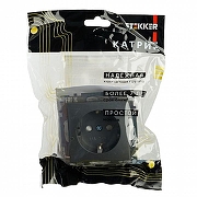 Розетка с заземлением и со шторками, без рамки Stekker Катрин 49423 цвет Графит-2