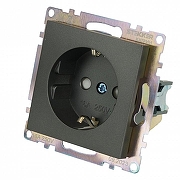 Розетка с заземлением и со шторками, без рамки Stekker Катрин 49423 цвет Графит-6
