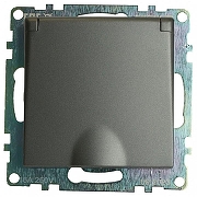 Розетка с заземлением с крышкой, без рамки Stekker Катрин 49424 цвет Графит