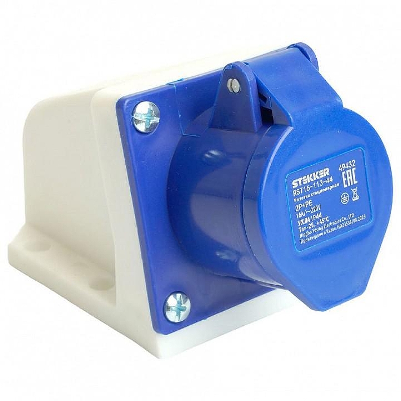 Розетка переносная разборная 2P+PE с крышкой Stekker ST 49432 