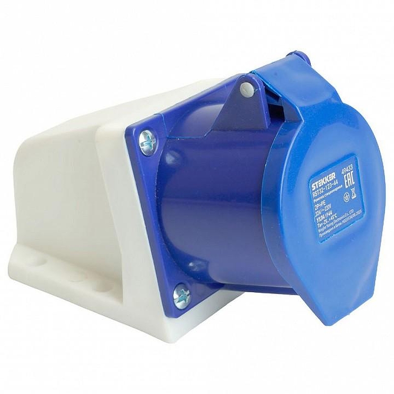 Розетка переносная разборная 2P+PE с крышкой Stekker ST 49433 