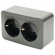 Розетка двойная с заземлением Stekker София 49498 цвет Черный