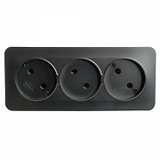 Розетка тройная без заземления Stekker София 49500 цвет Черный-1