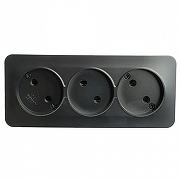 Розетка тройная без заземления Stekker София 49500 цвет Черный-4